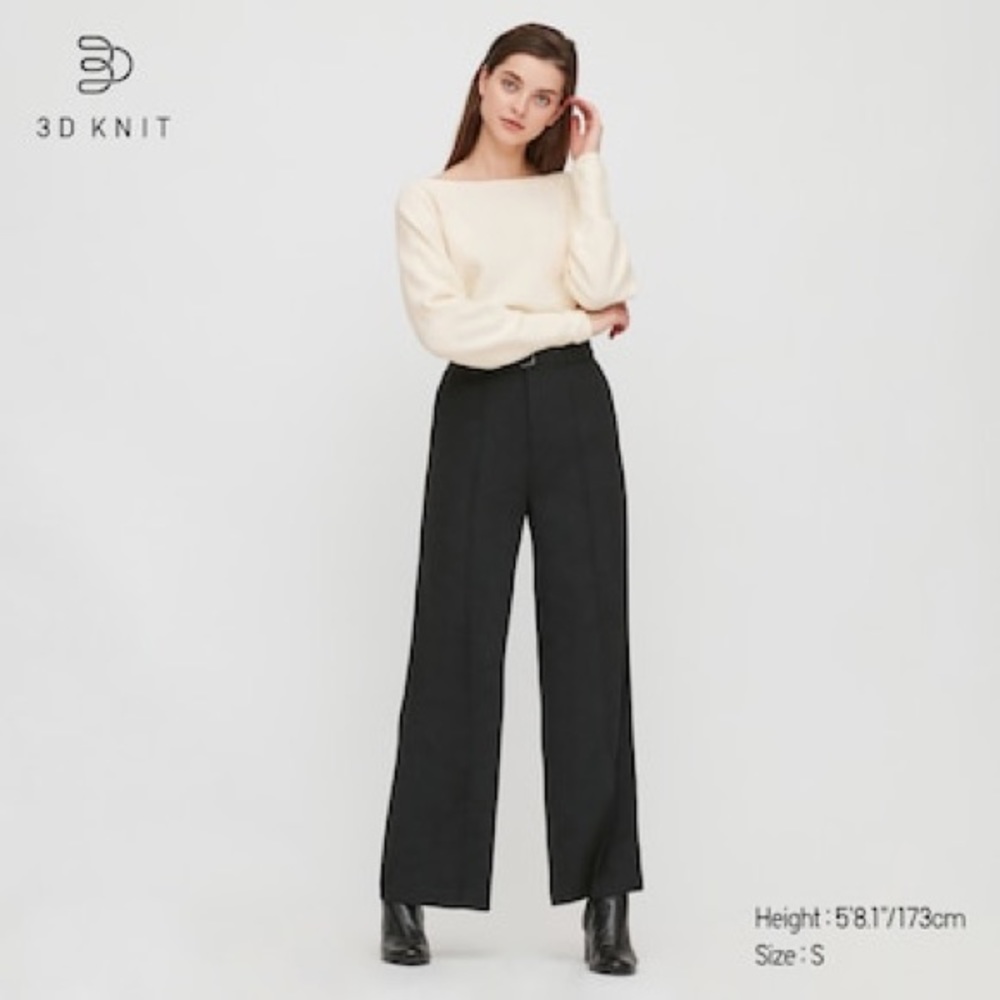 3D Knit Cotton Boat Neck Sweater